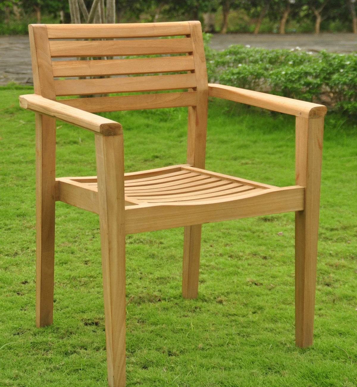 7 Pc Teak Dining Set with 94" Oval Table and 6 Stacking Arm Chairs X418939
