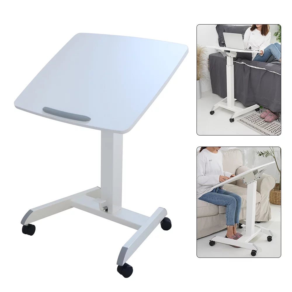 White Tilting Table Top Standing Desk with Wheels Q531