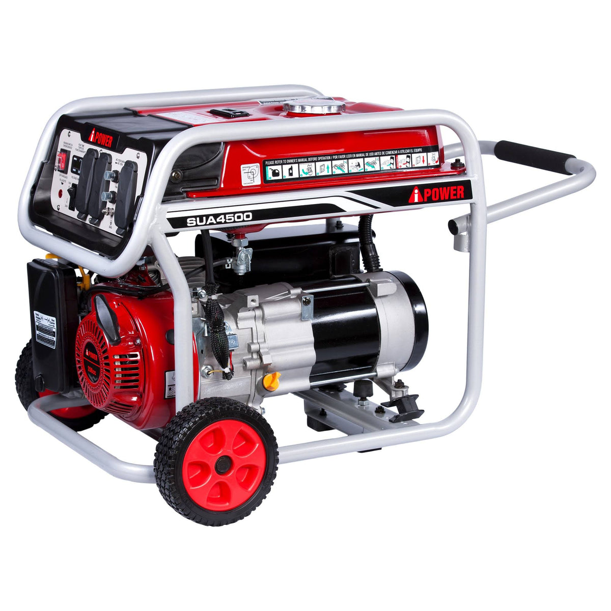 4000W Recoil Start Gasoline Powered Portable Generator, Black P53897