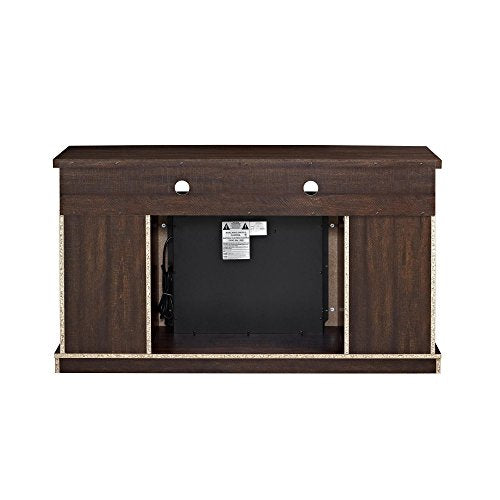 Espresso Fireplace TV Stand with Electric Fireplace Insert Heater R415