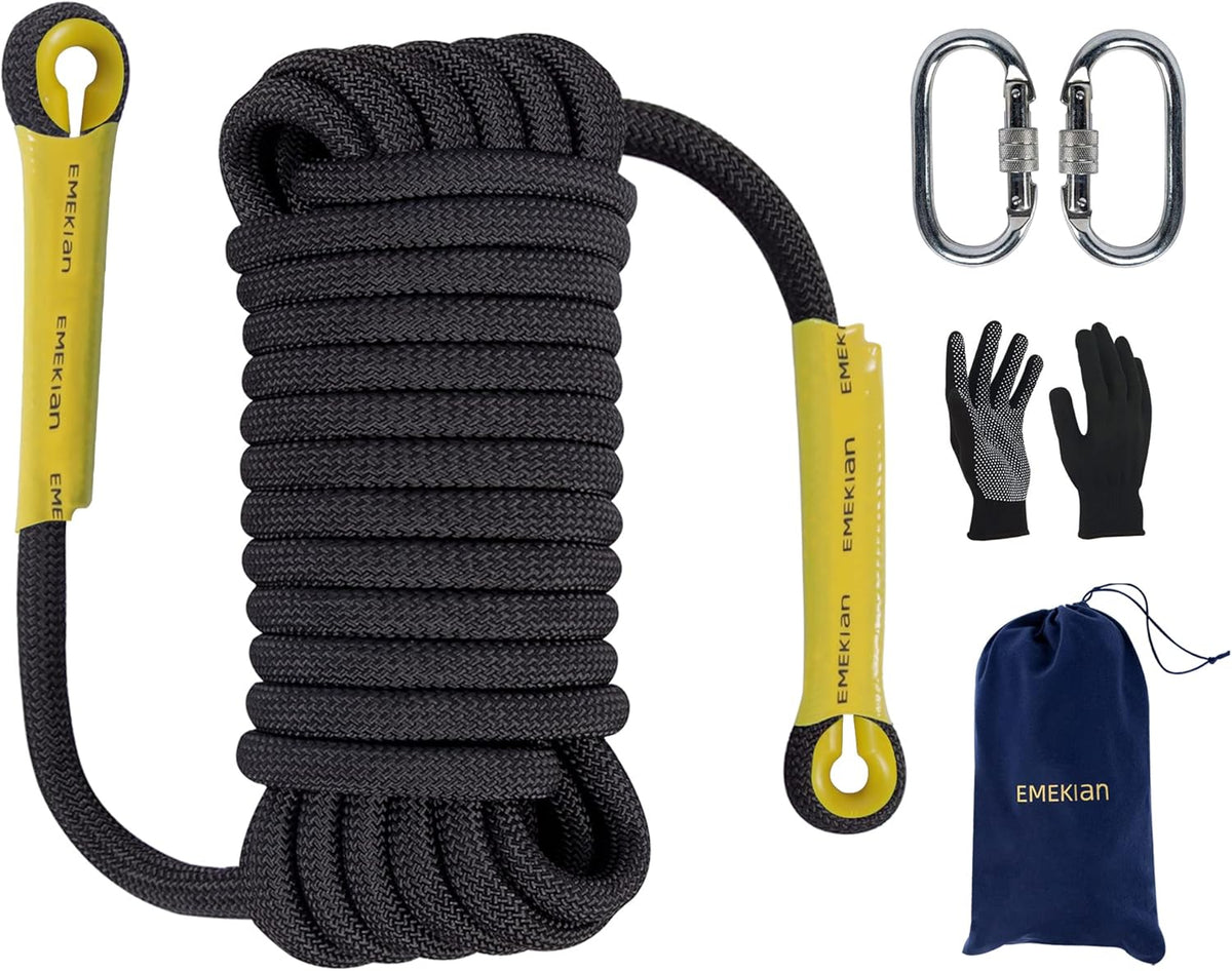 10mm 10M Static Climbing Rope with Non-Slip Gloves Q69402