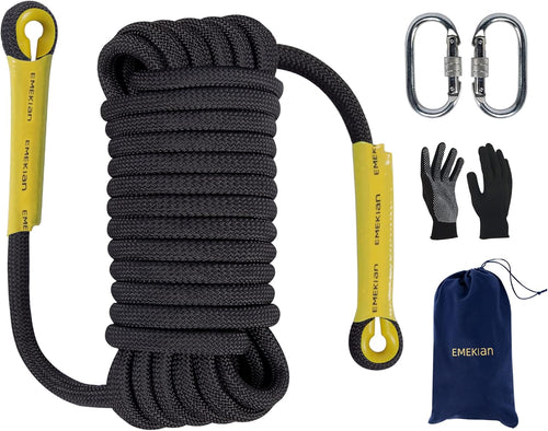 10mm 10M Static Climbing Rope with Non-Slip Gloves Q69402