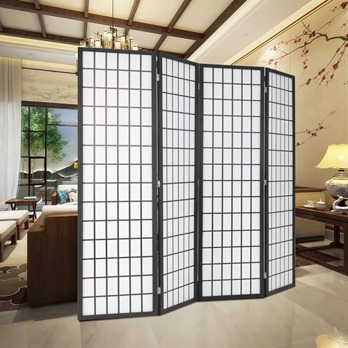6Ft Folding 4 Panels Freestanding Wood Partition Screen Y495662