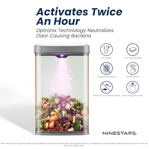 13 Gallon Stainless Steel Motion Sensor Trash Can E6403