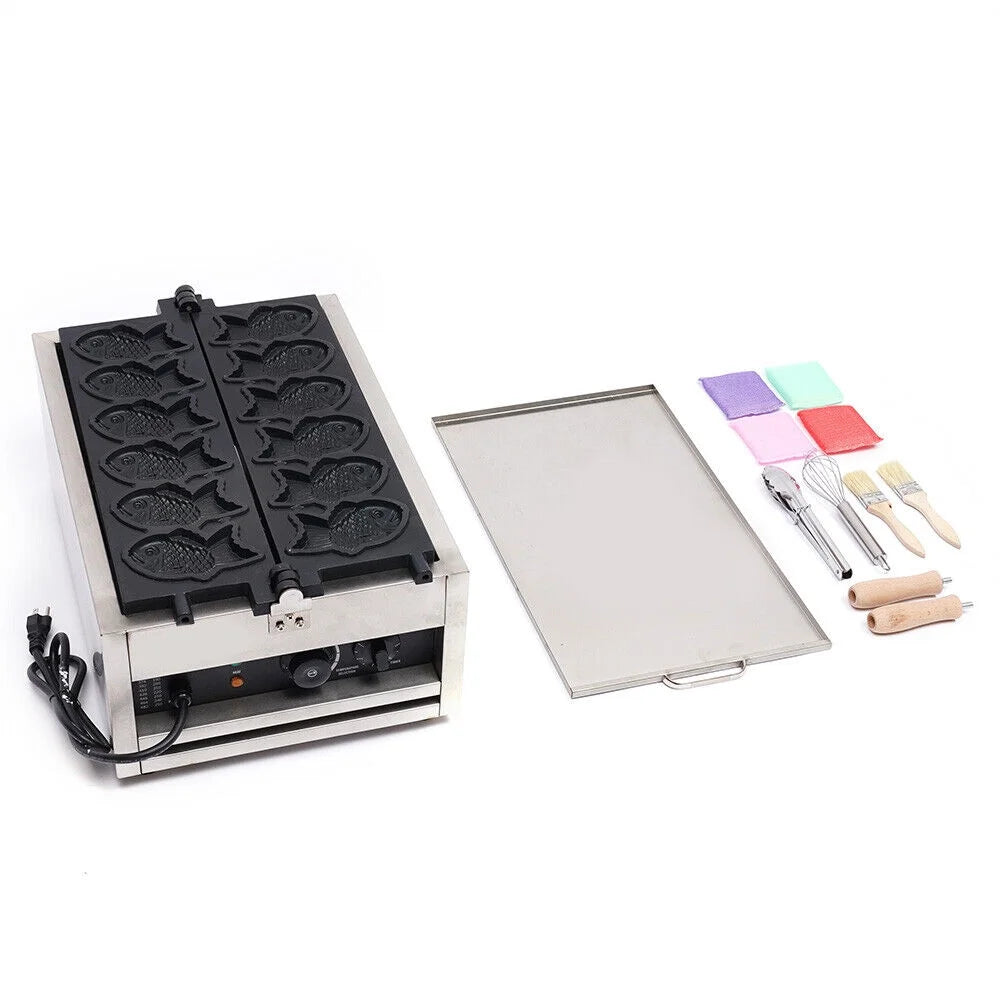 6Pcs Non-stick Stainless Steel Fish Waffle Maker Q254