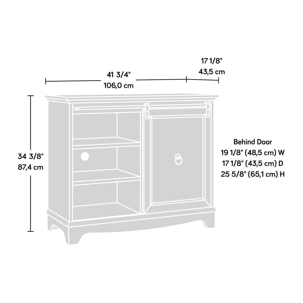 Cafe TV Stand with Storage, for TVs up to 43", Orchard Oak Finish G875