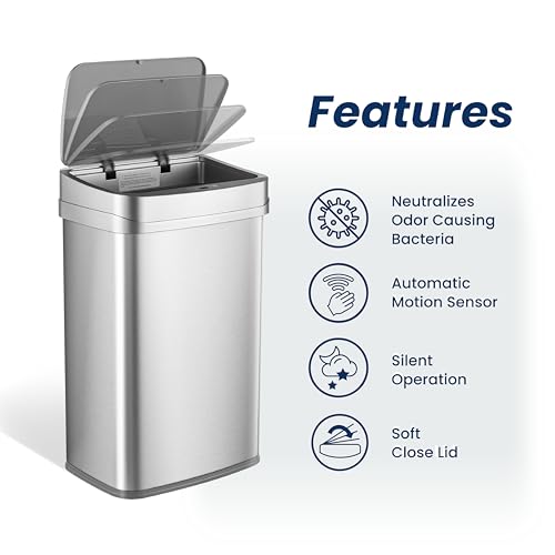 13 Gallon Stainless Steel Motion Sensor Trash Can E6403