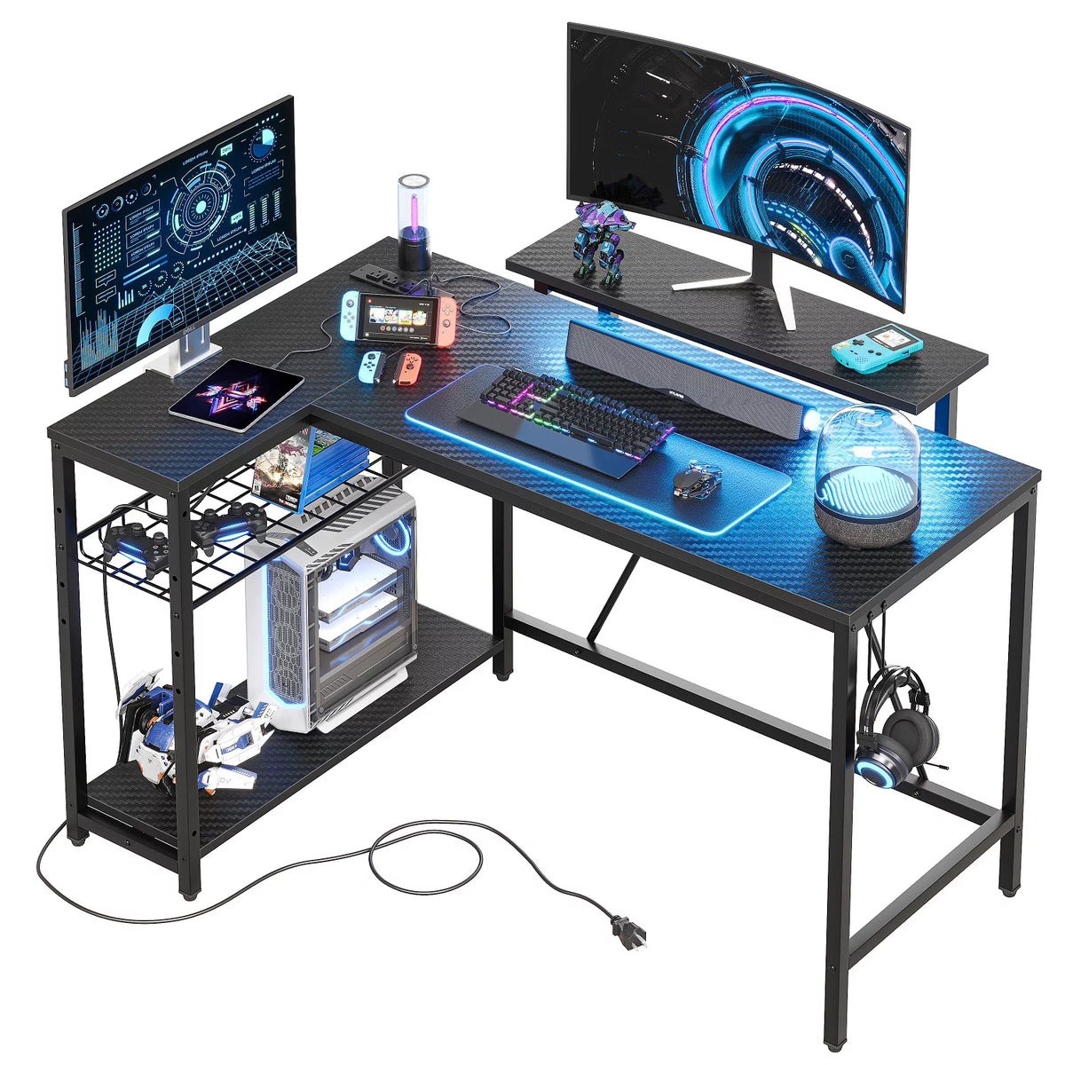 48" L Shaped Gaming Desk with LED Lights G741477