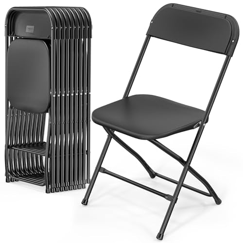 10 Pack White Plastic Folding Chair with Steel Frame S80582