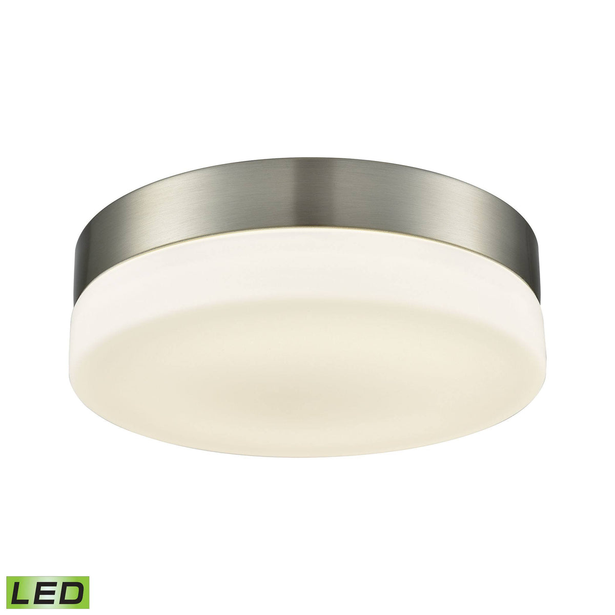 Satin Nickel Round Flush Mount with Opal Glass K87743