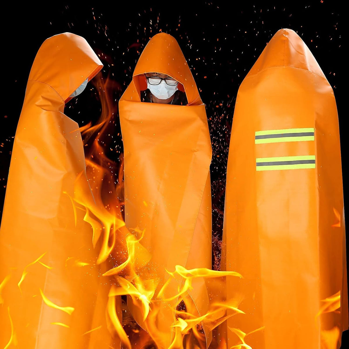 Fireproof Hooded Cloak Fire Escape Suit F32091