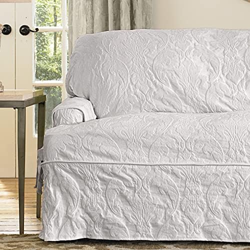 White T-Cushion Sofa Slipcover Y428