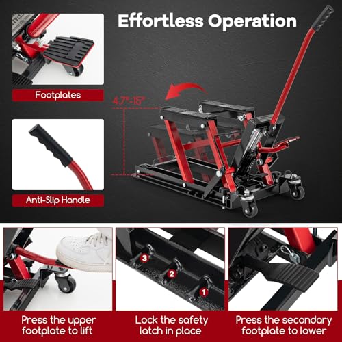 1500 LBS Hydraulic Motorcycle Lift with Footplates Z111506