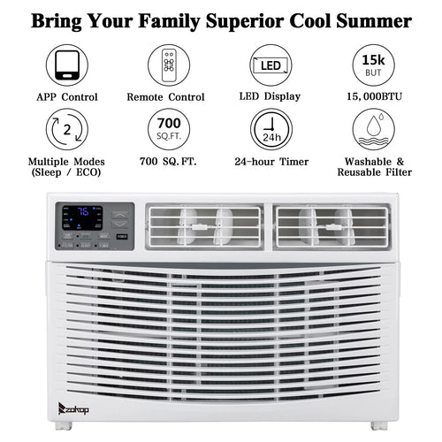 12000BTU 110V Window Air Conditioner with WIFI and Remote, White D28691