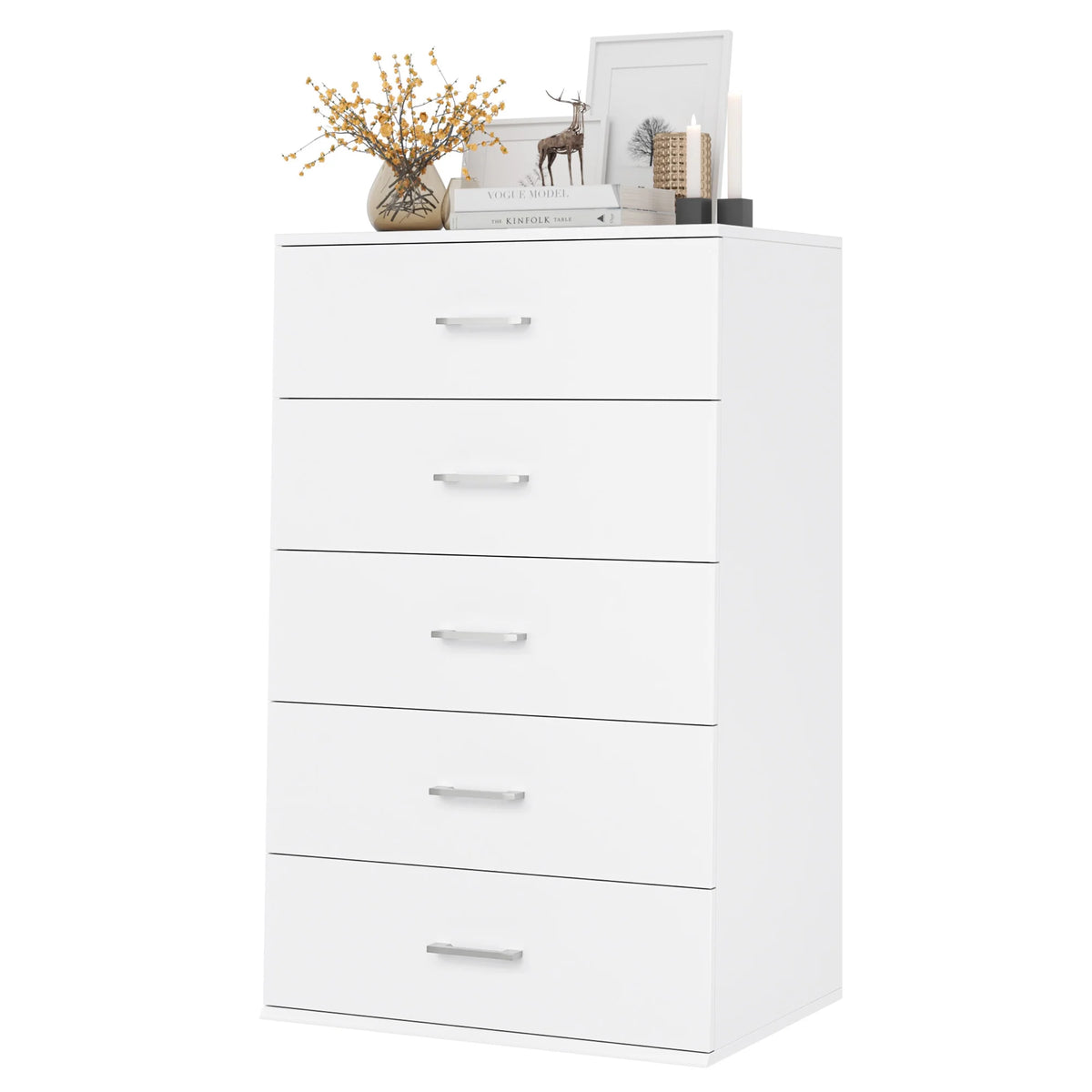 White 5 Drawer Wood Dresser G6857