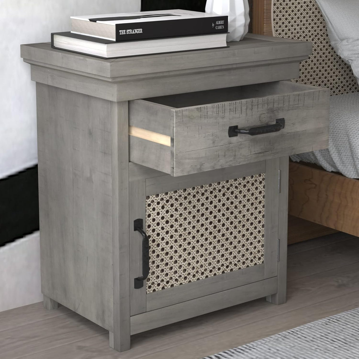 White 1 Drawer Wood Nightstand Z8685