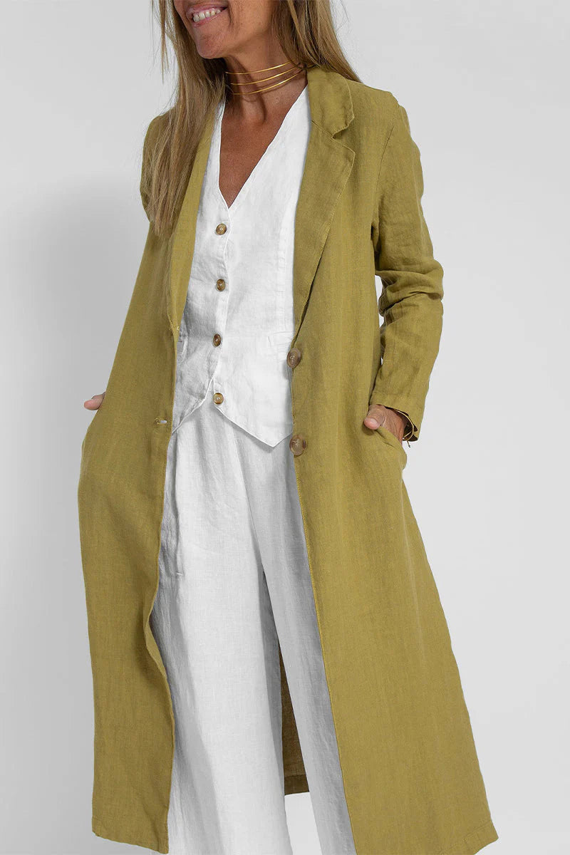 Solid Turn-back Collar Outerwear W6091