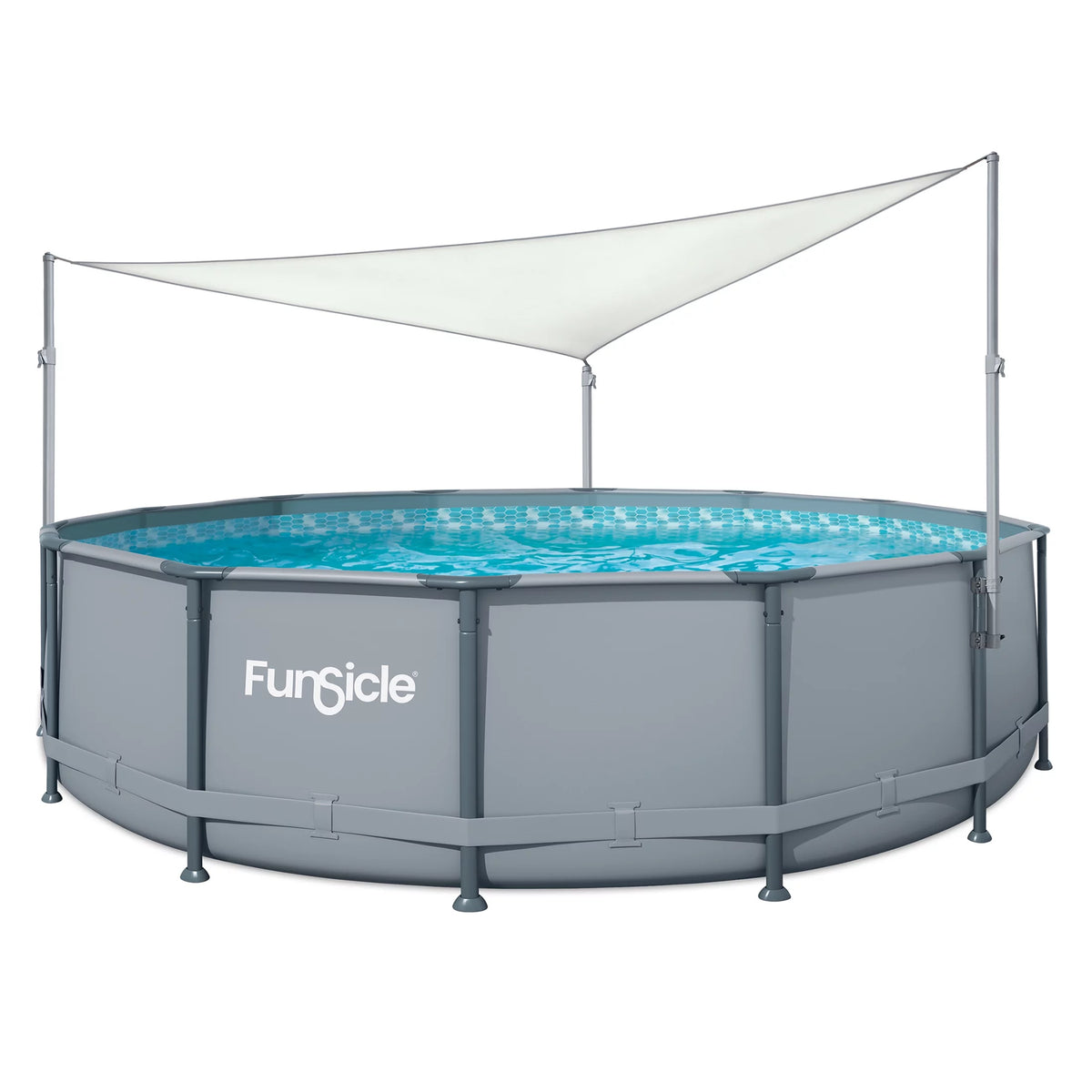 Triangular White Above Ground Swimming Pool Canopy Z148564