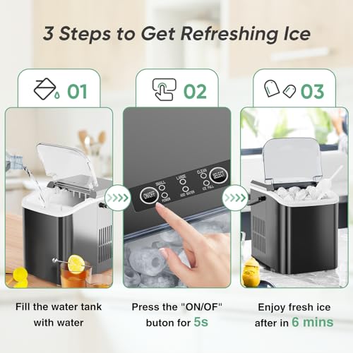 Black Portable Countertop Ice Maker with Ice Scoop and Basket R81027