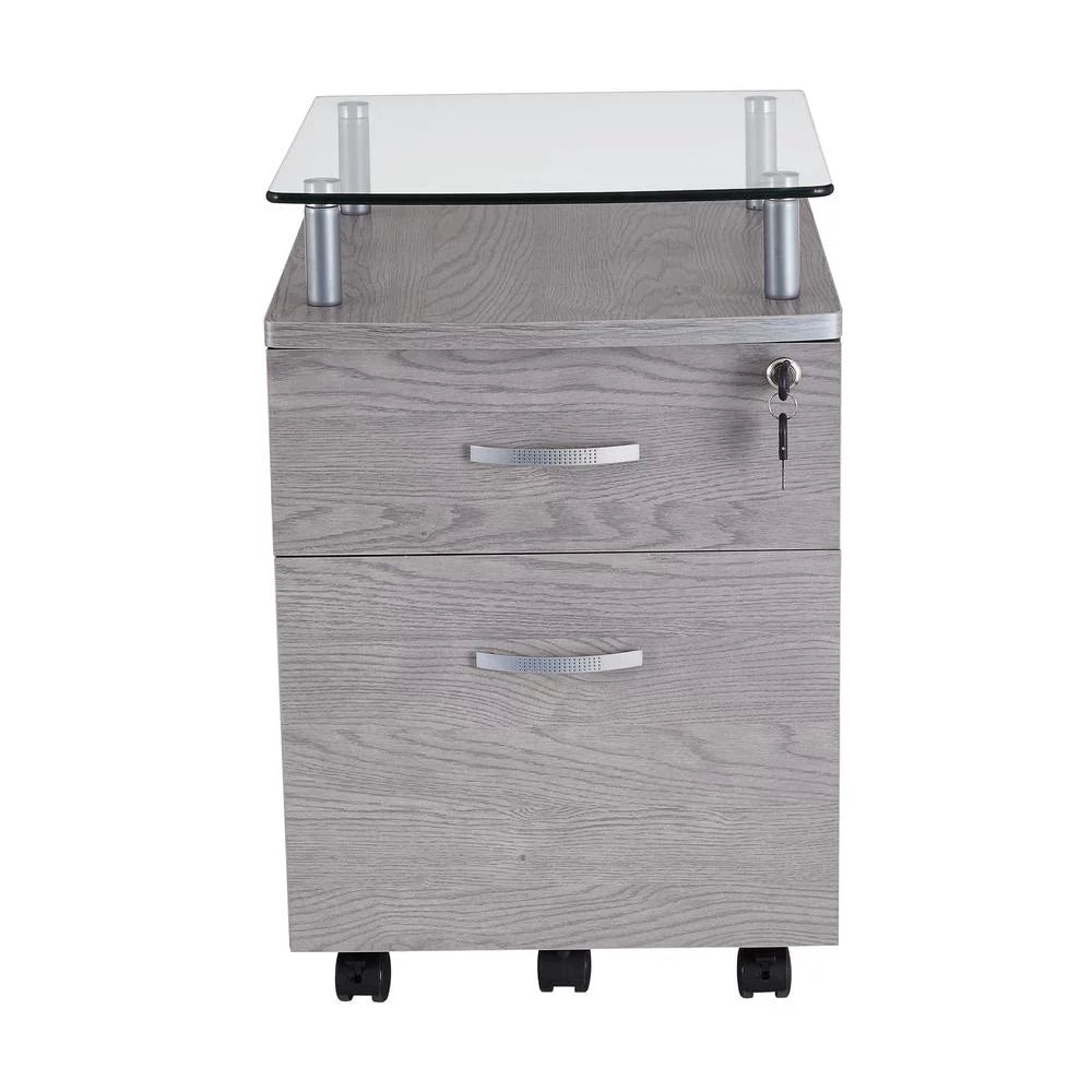 Rolling File Cabinet with Glass Top Z694