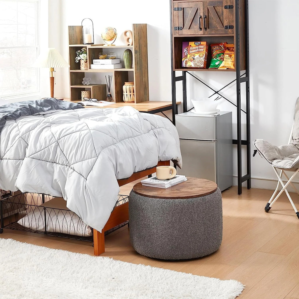 Storage Table Ottoman Gray White J2351