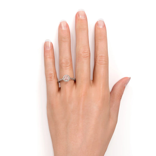 18K Rose Gold Plating over Silver Morganite and Moissanite Engagement Ring O477030