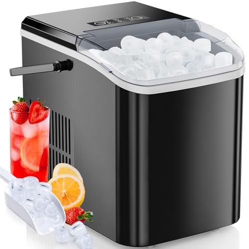Black Portable Countertop Ice Maker with Ice Scoop and Basket R81027