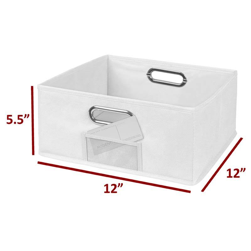 Mocha Walnut & White Square Folding Bookcase with Fabric Bins O341
