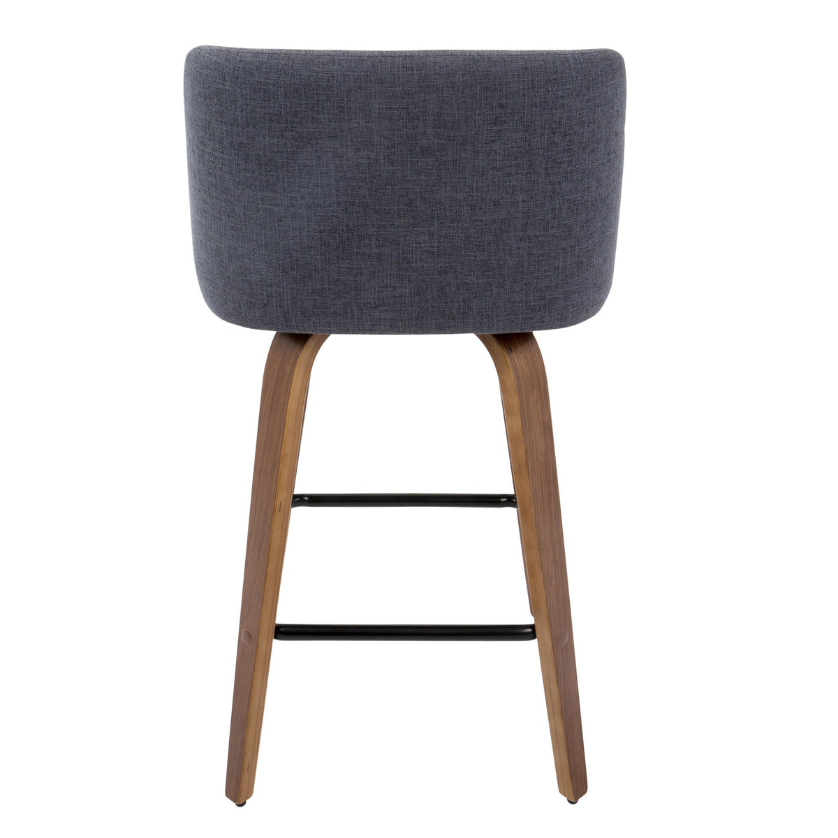 Counter Stool in Walnut and Blue Fabric, Set of 2 N9154