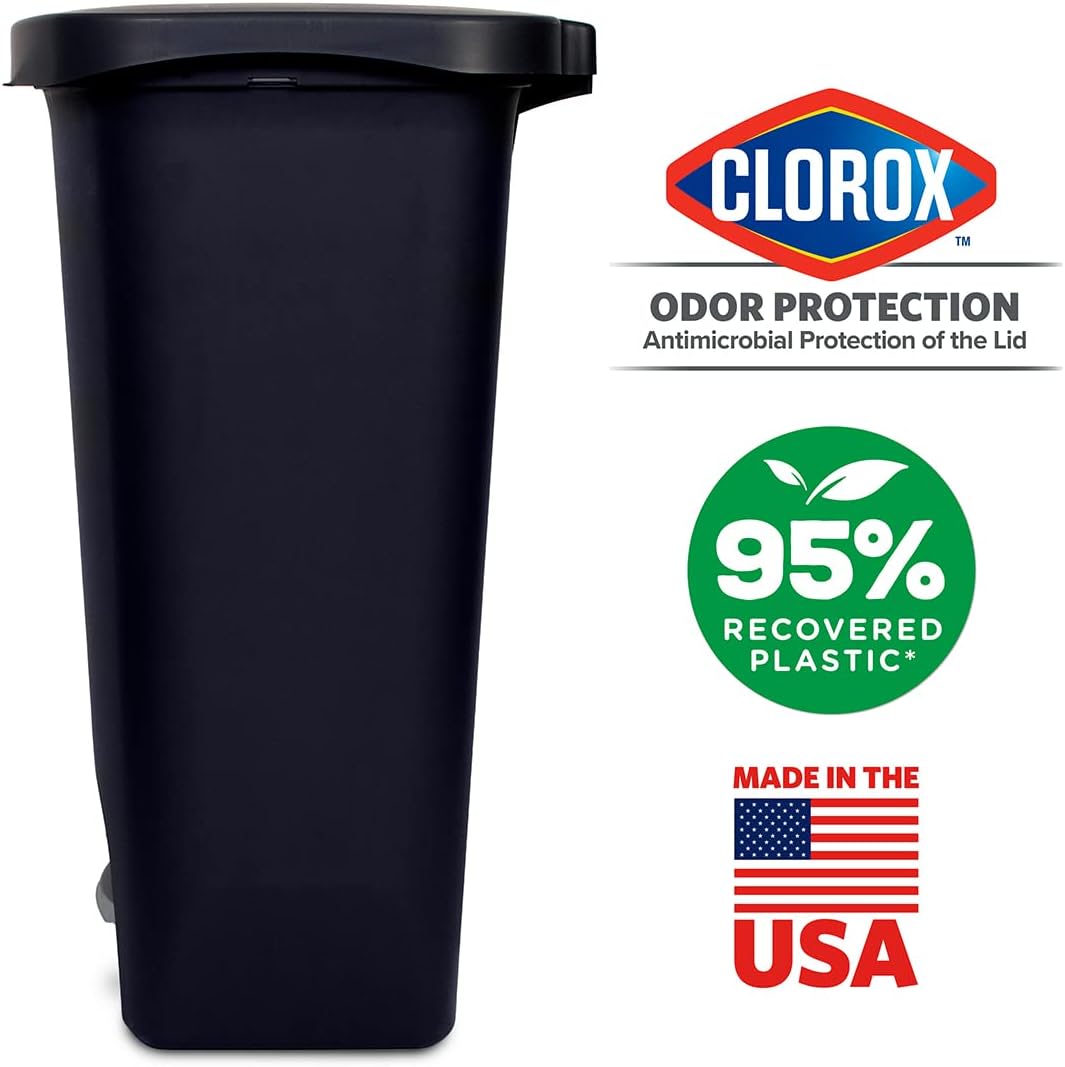 13 Gallon Plastic Trash Can with Lid, Matte Black I893