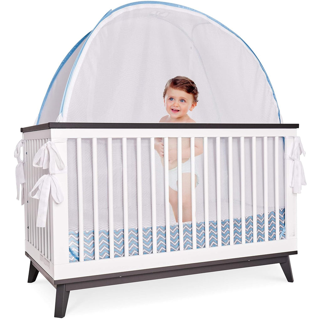 Blue Pop Up Tent Crib and Nursery Mesh Cover with Viewing Window O336476