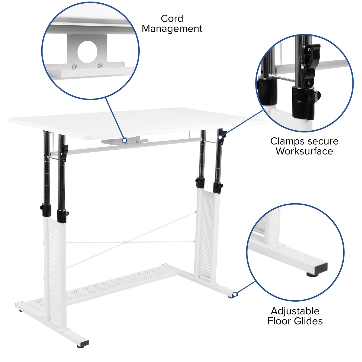 White Adjustable Computer Desk, Office Chair and Locking Mobile Filing Cabinet L161941