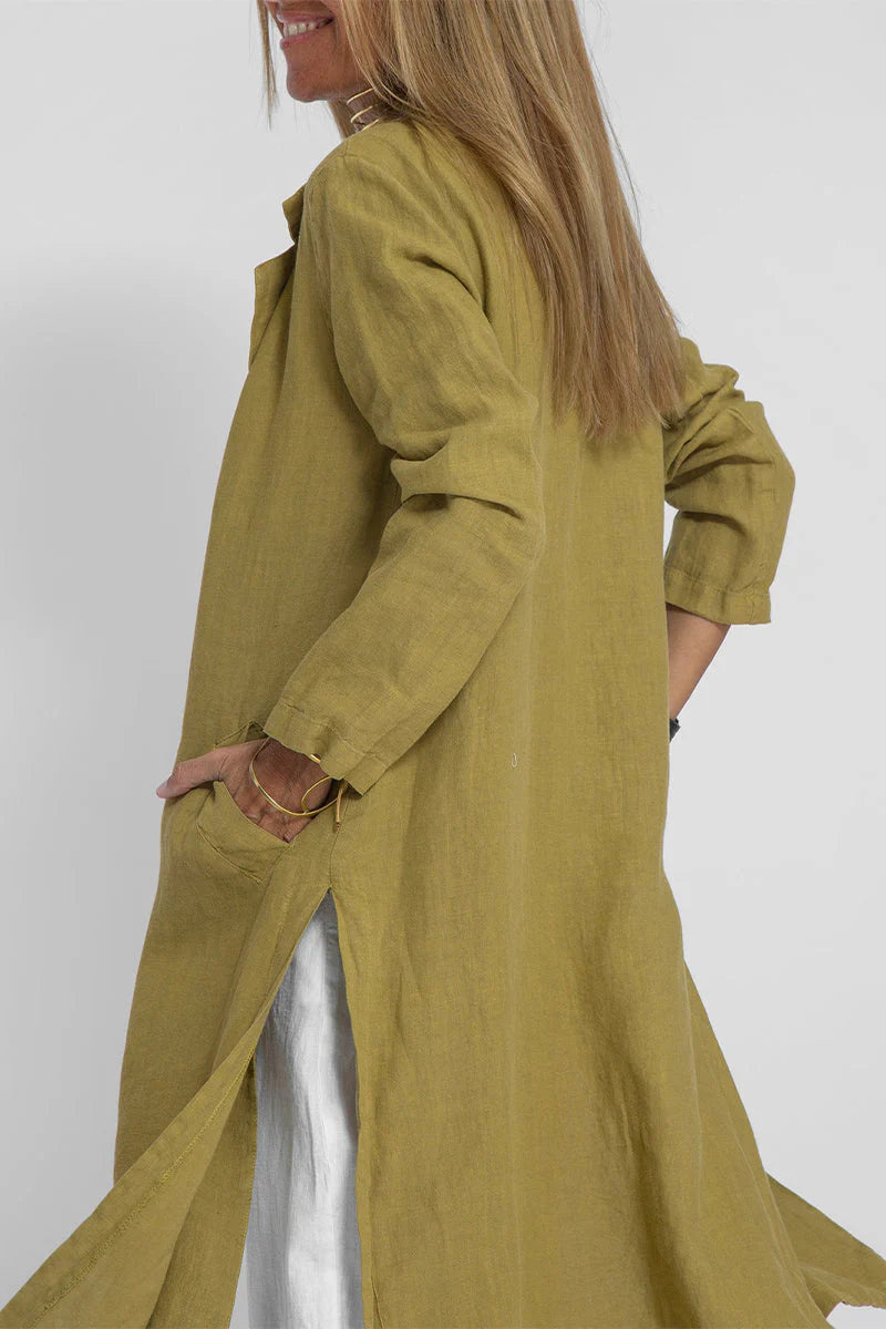 Solid Turn-back Collar Outerwear W6091