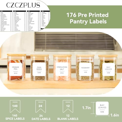 12 Pcs Glass Spice Jars with Bamboo Airtight Lids, 6 oz Spice Containers N23324