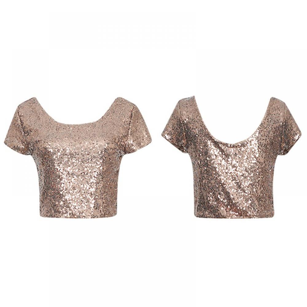 Sequined Backless Crop T-Shirt F846080