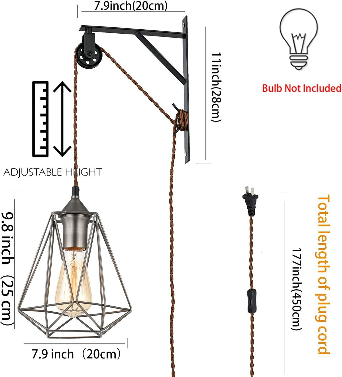 Plug in Wall Lamp Set of 2 Grey N827517