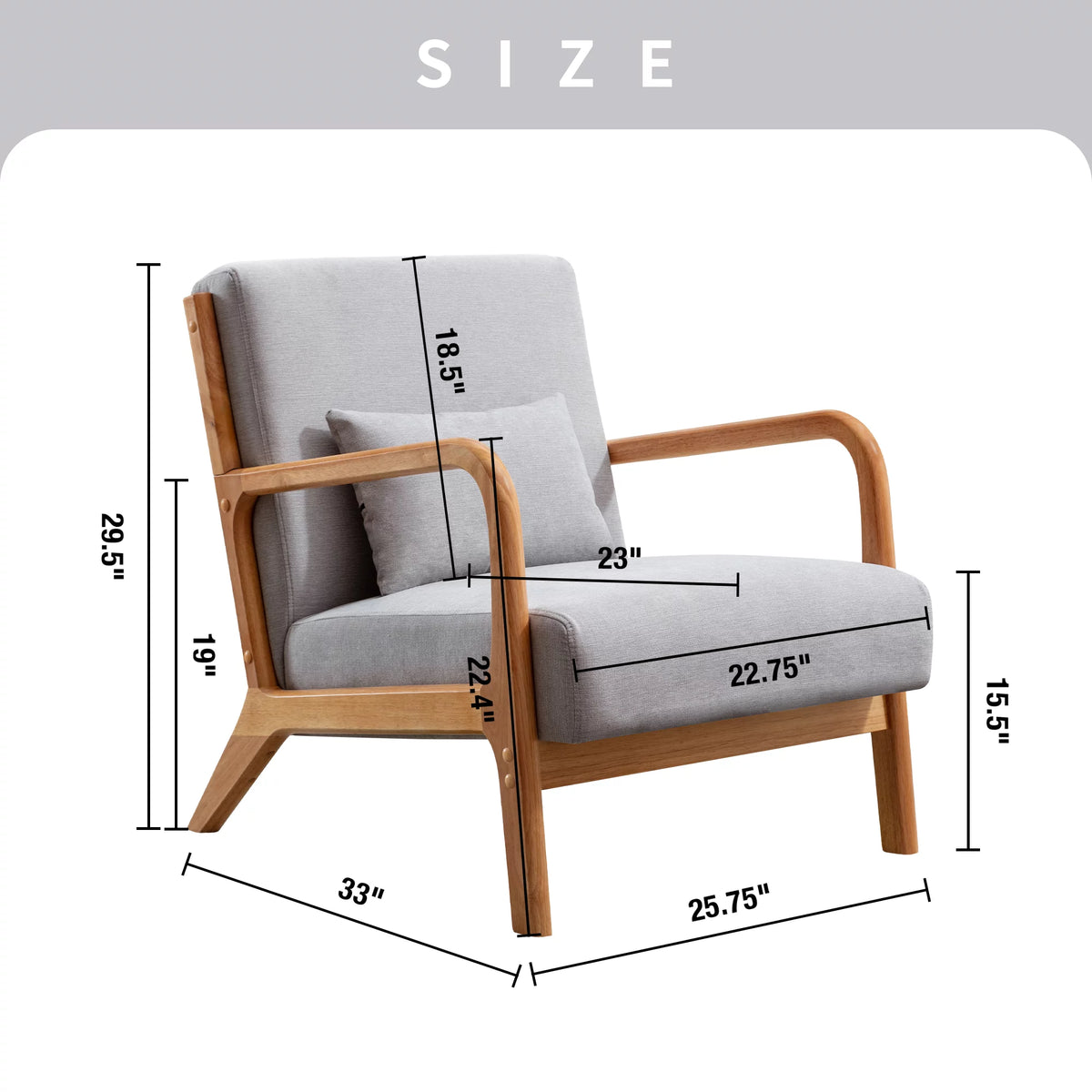Beige Fabric Accent Armchair with Wood Frame Y34103