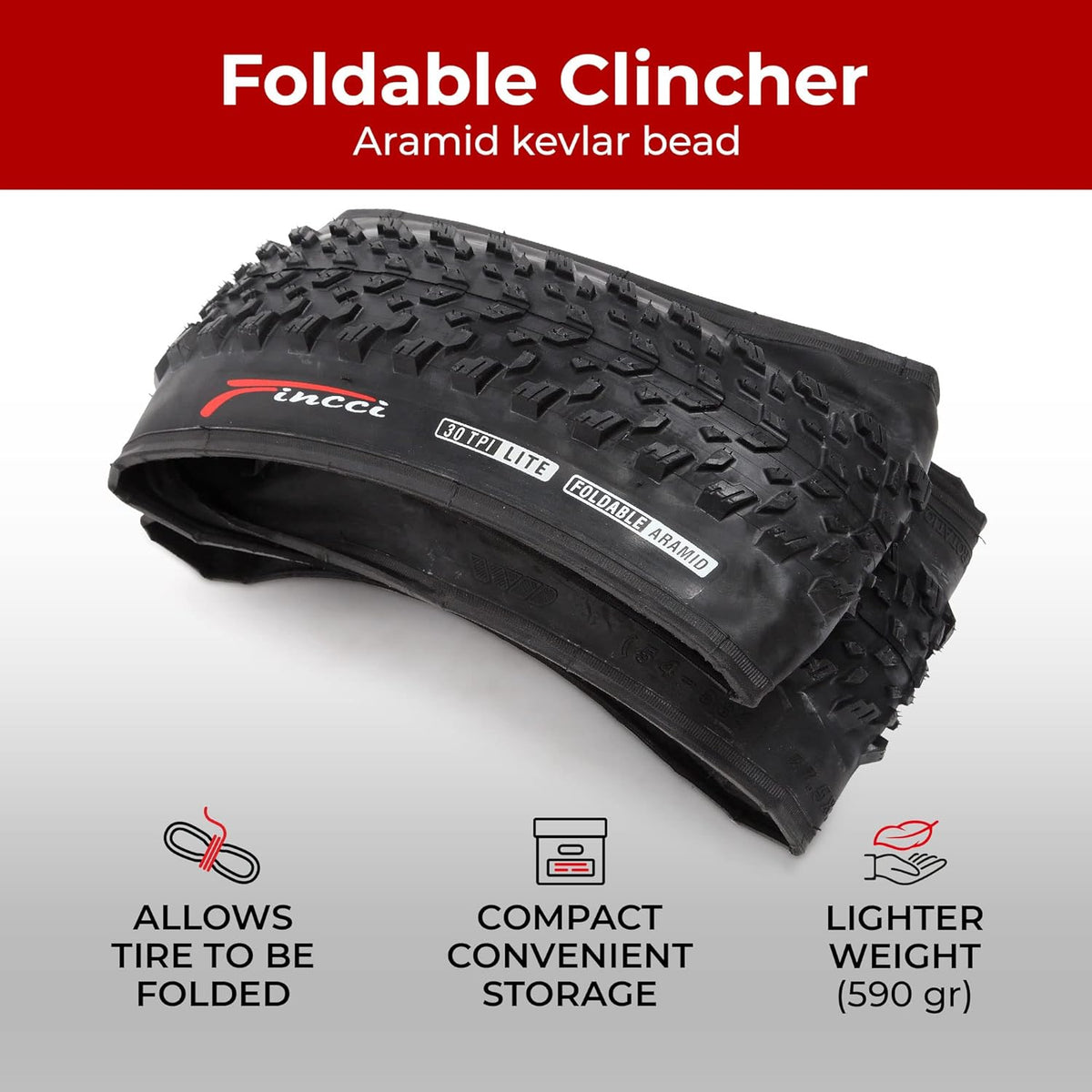 Pair 27.5 x 2.10 Inch Foldable MTB Bike Tires B32748