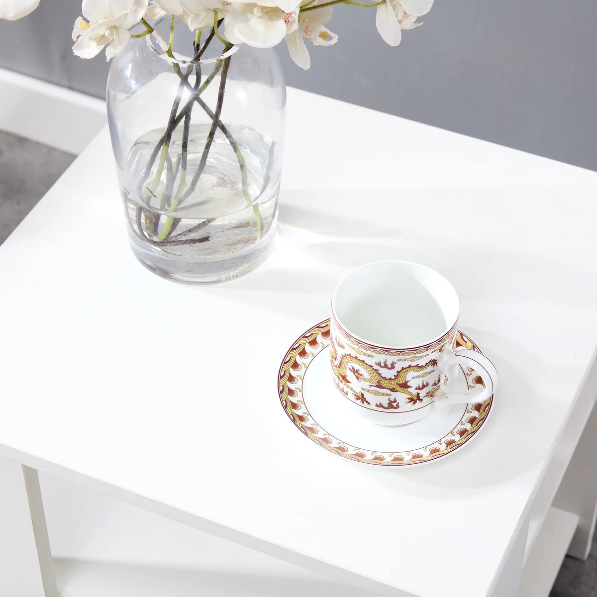 White 3-Tier Square Wood Side Table F413