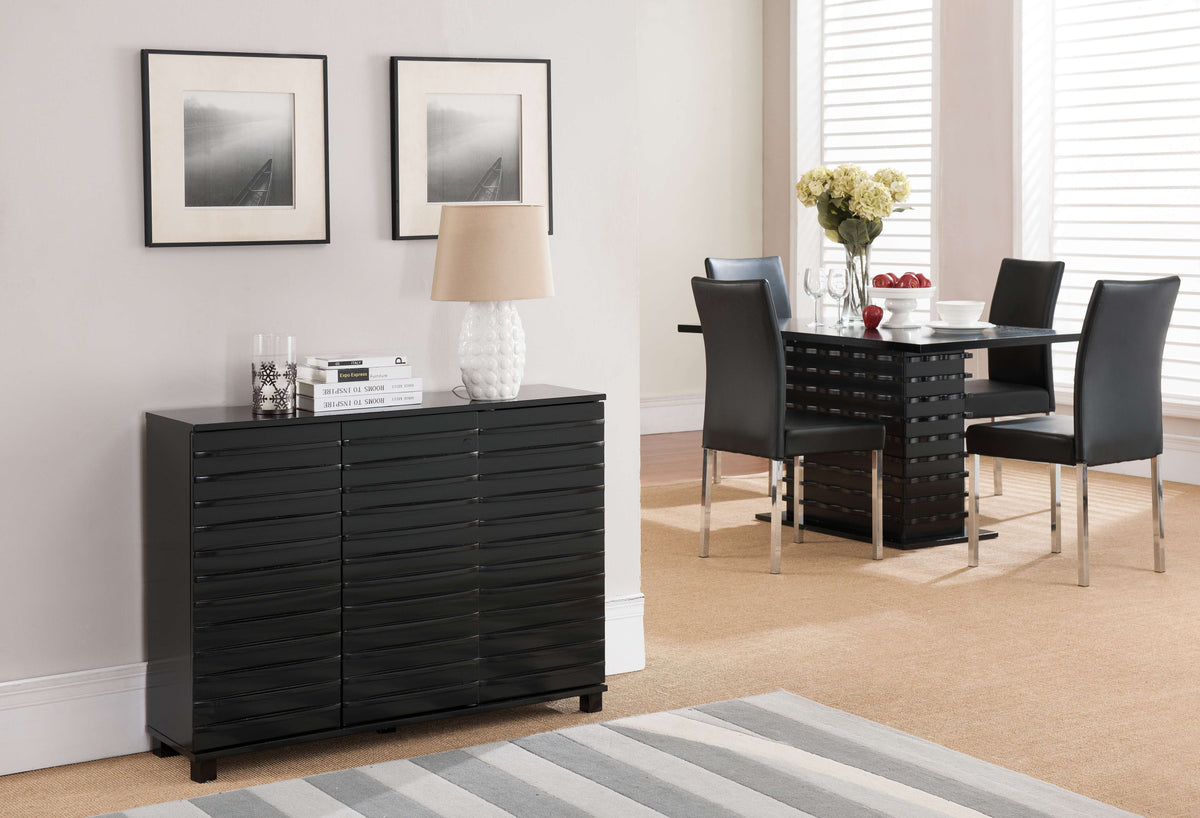 Black Wood Buffet Table with Storage U4373