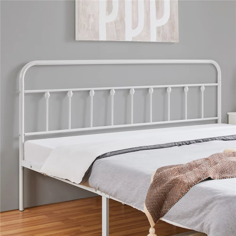 White California King Iron Platform Bed with Headboard and Footboard A367