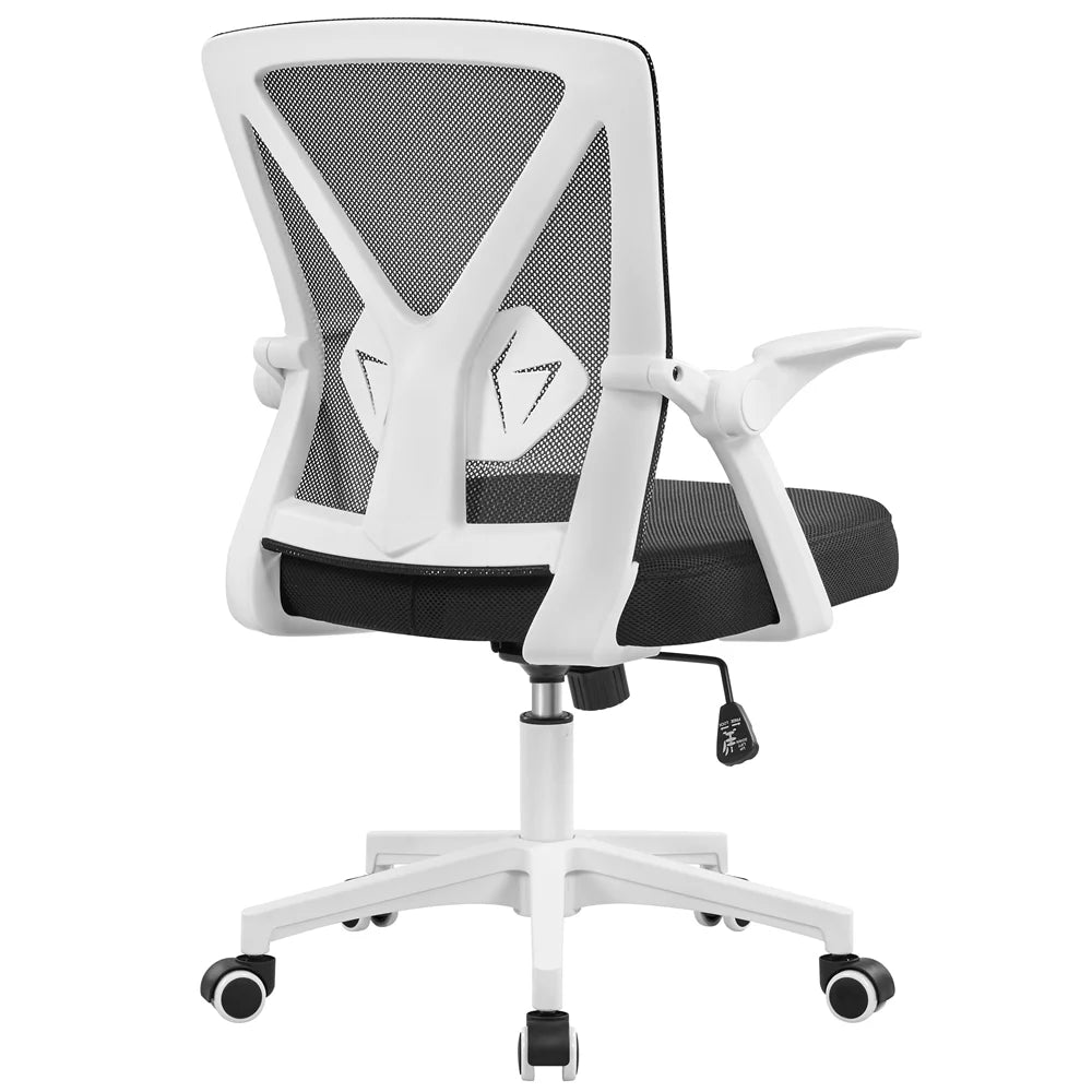 Adjustable Ergonomic Mesh Office Chair with Flip-up Armrests, White F974