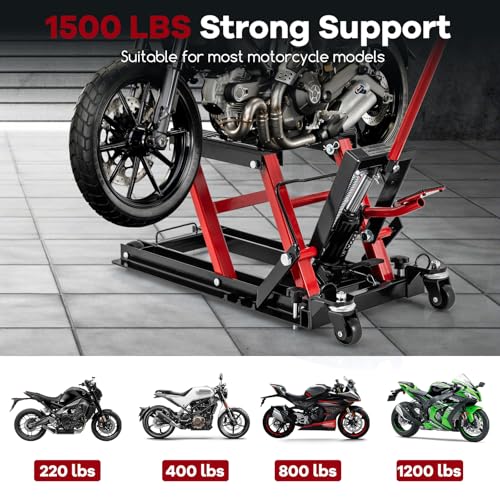 1500 LBS Hydraulic Motorcycle Lift with Footplates Z111506