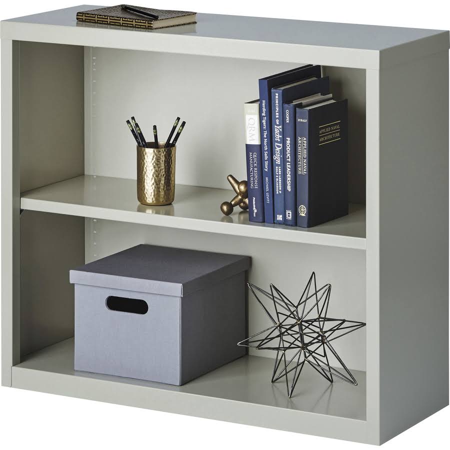 Steel Bookcase, 2-Shelf, Light Gray X4098