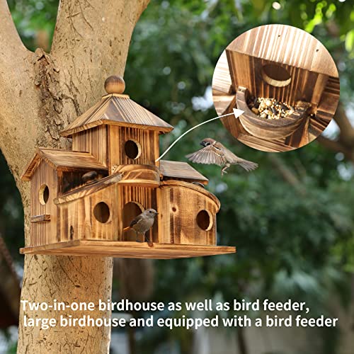 2in1 Bird House & Bird Feeder with 6 Hole T8378