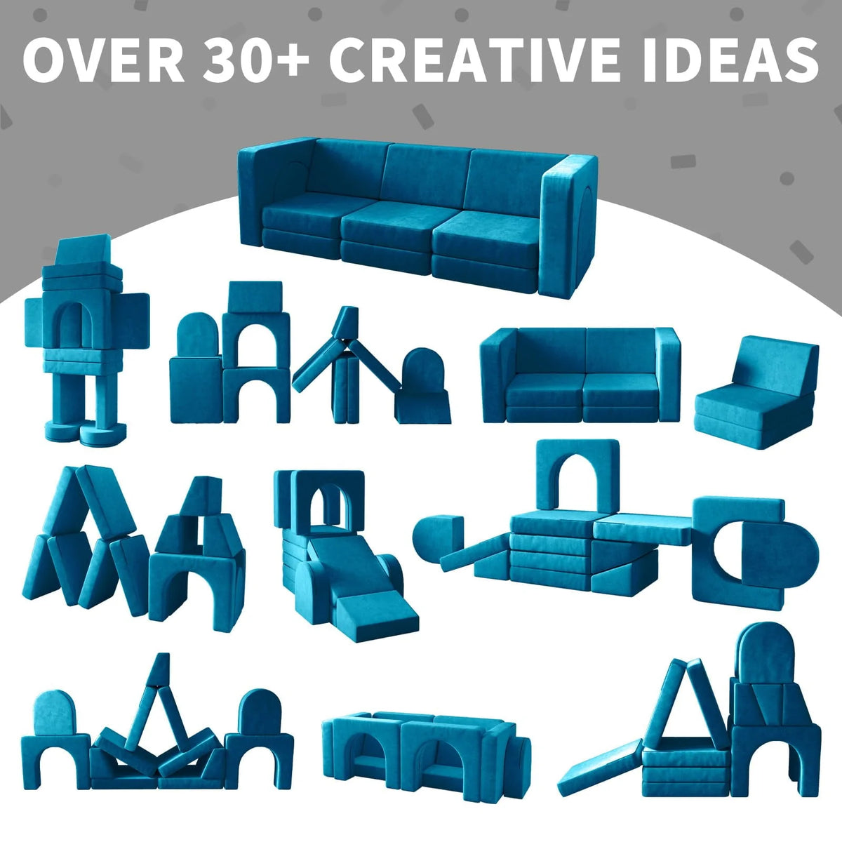 13 Pcs Grey Modular Kids Sofa M50425