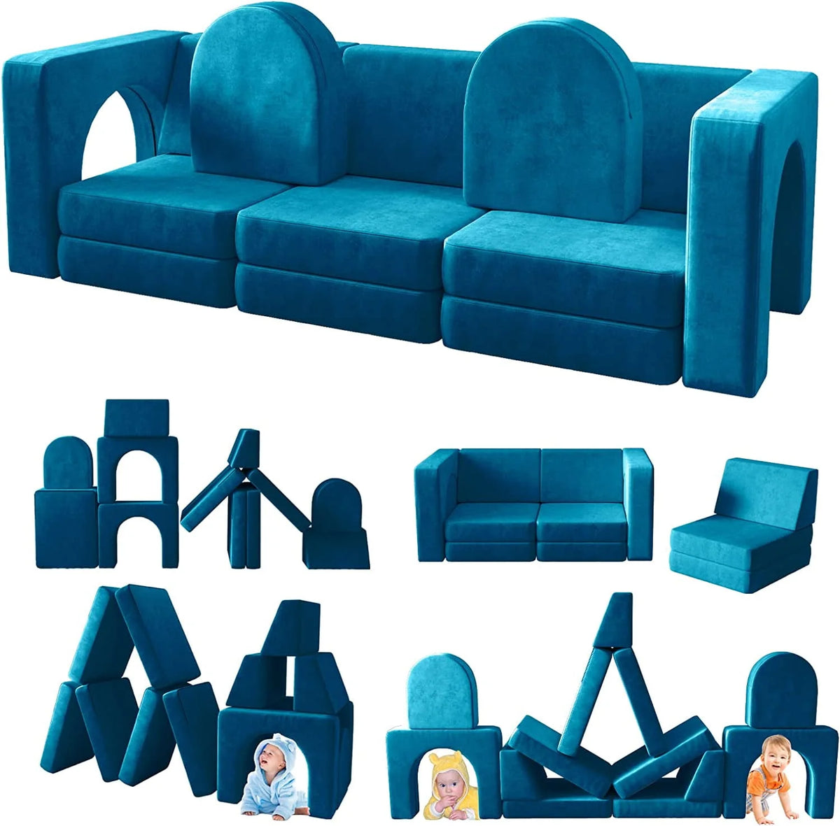 13 Pcs Grey Modular Kids Sofa M50425