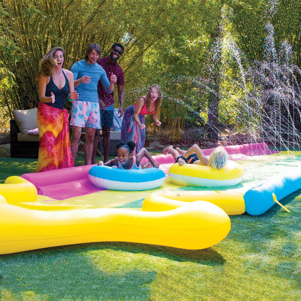 40' x 8' Rainbow Star Super Slide with 2 Inflatable Sleds X650567