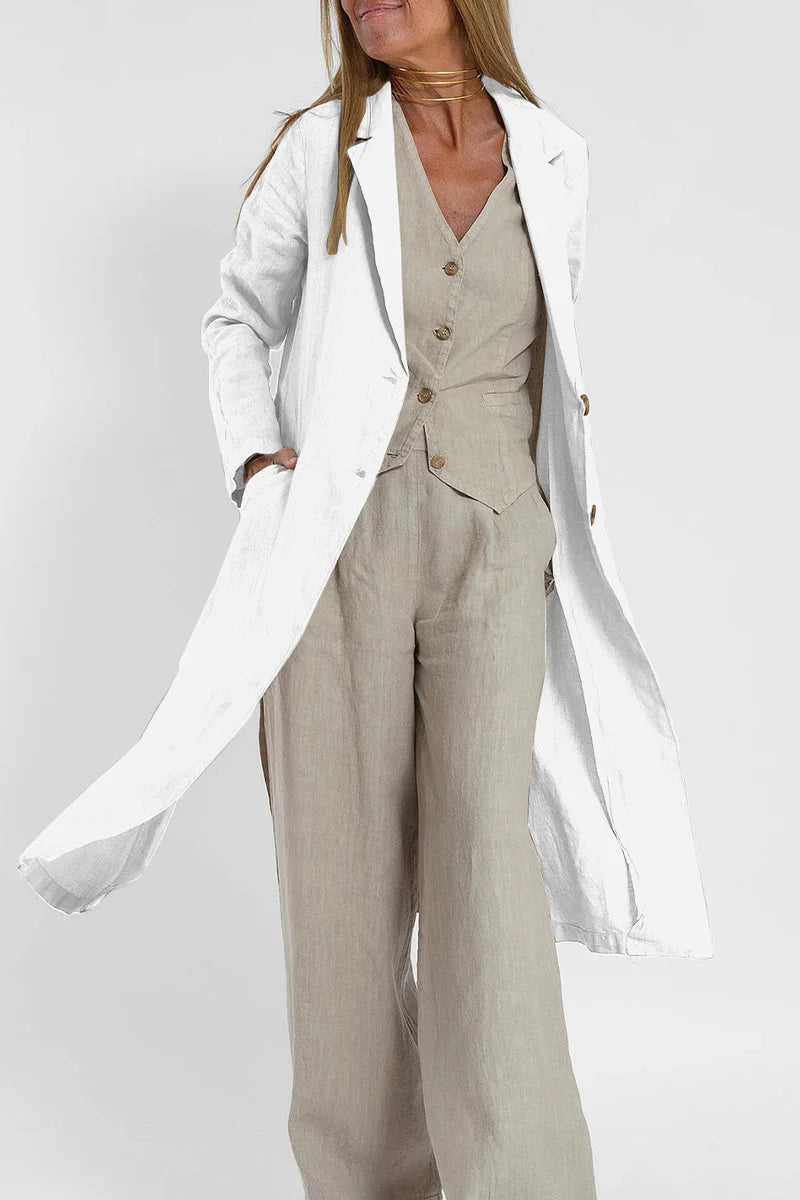 Solid Turn-back Collar Outerwear W6091