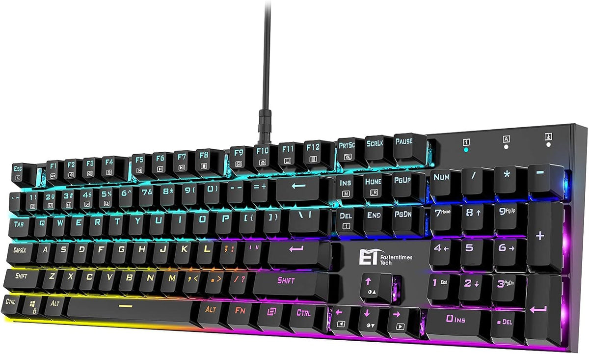 RGB Backlit 104 Keys Blue Switch Wired Mechanical Gaming Keyboard O196709